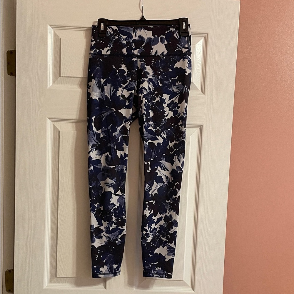 Fabletics Blue and White Floral Leggings